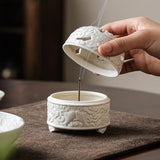 White Embossed Ceramic Incense Burner – Zen Home Decor