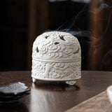 White Embossed Ceramic Incense Burner – Zen Home Decor
