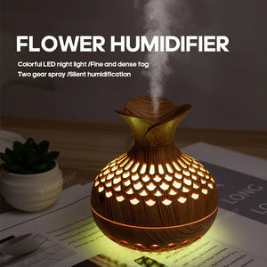 Wood Grain Aromatherapy Diffuser with RGB Light - 300ml