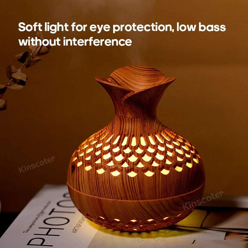 Wood Grain Aromatherapy Diffuser with RGB Light - 300ml