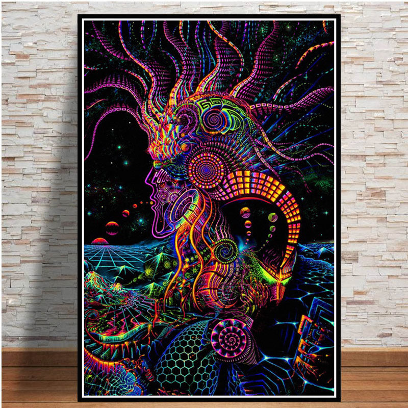 Abstract Black Light Painting Psychedelic Canvas