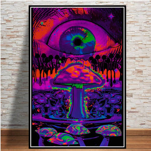 Abstract Black Light Painting Psychedelic Canvas