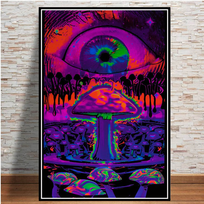 Abstract Black Light Painting Psychedelic Canvas