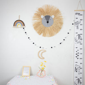 Nordic Hand-woven Cartoon Lion Straw Home Wall Hangings