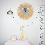 Nordic Hand-woven Cartoon Lion Straw Home Wall Hangings