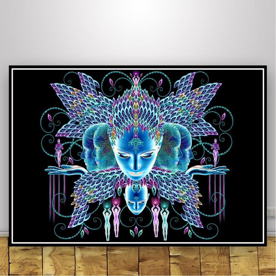 Abstract Black Light Painting Psychedelic Canvas