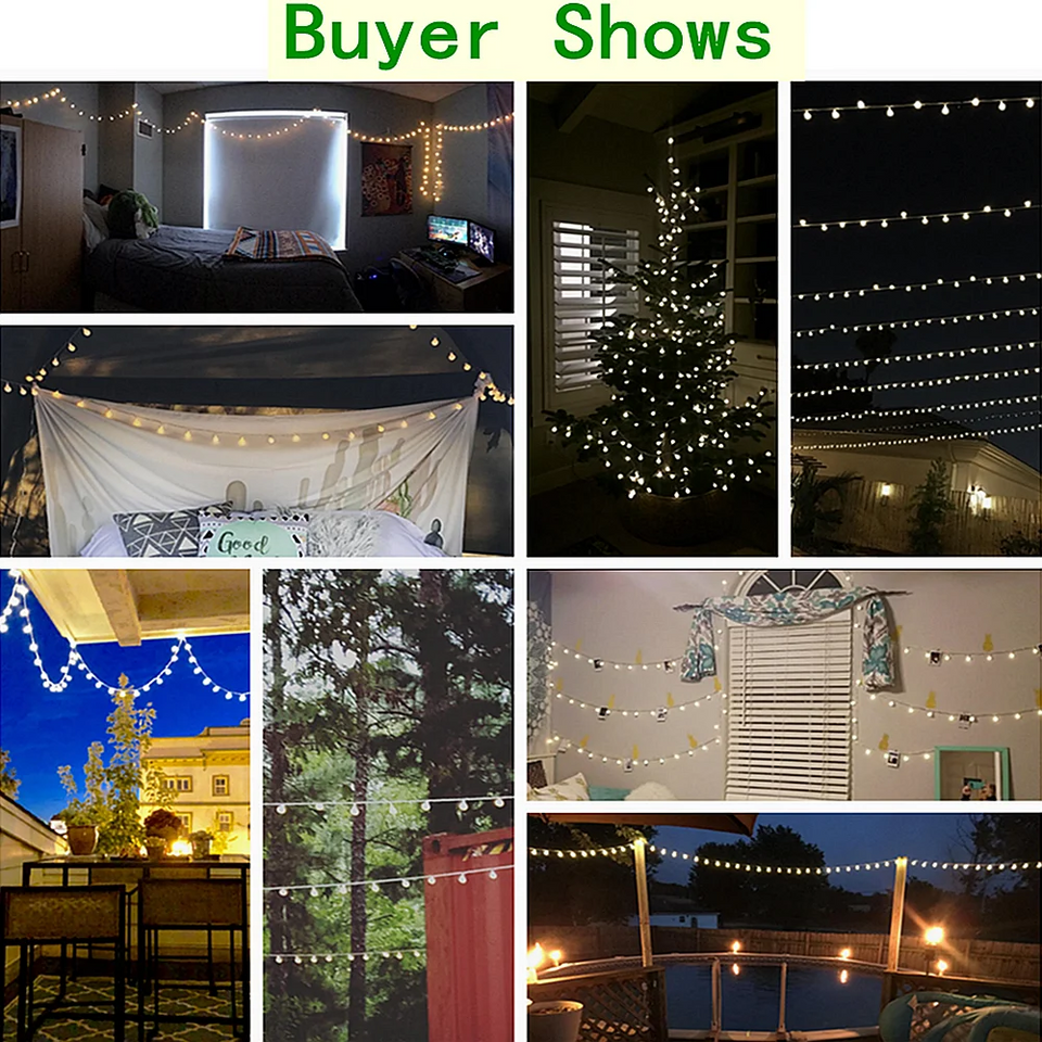 13M LED Ball String Lights – Outdoor Fairy Light Garland.