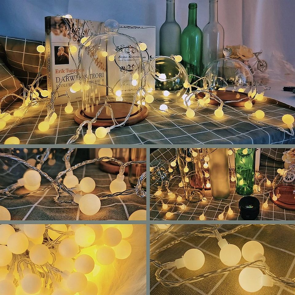 13M LED Ball String Lights – Outdoor Fairy Light Garland.