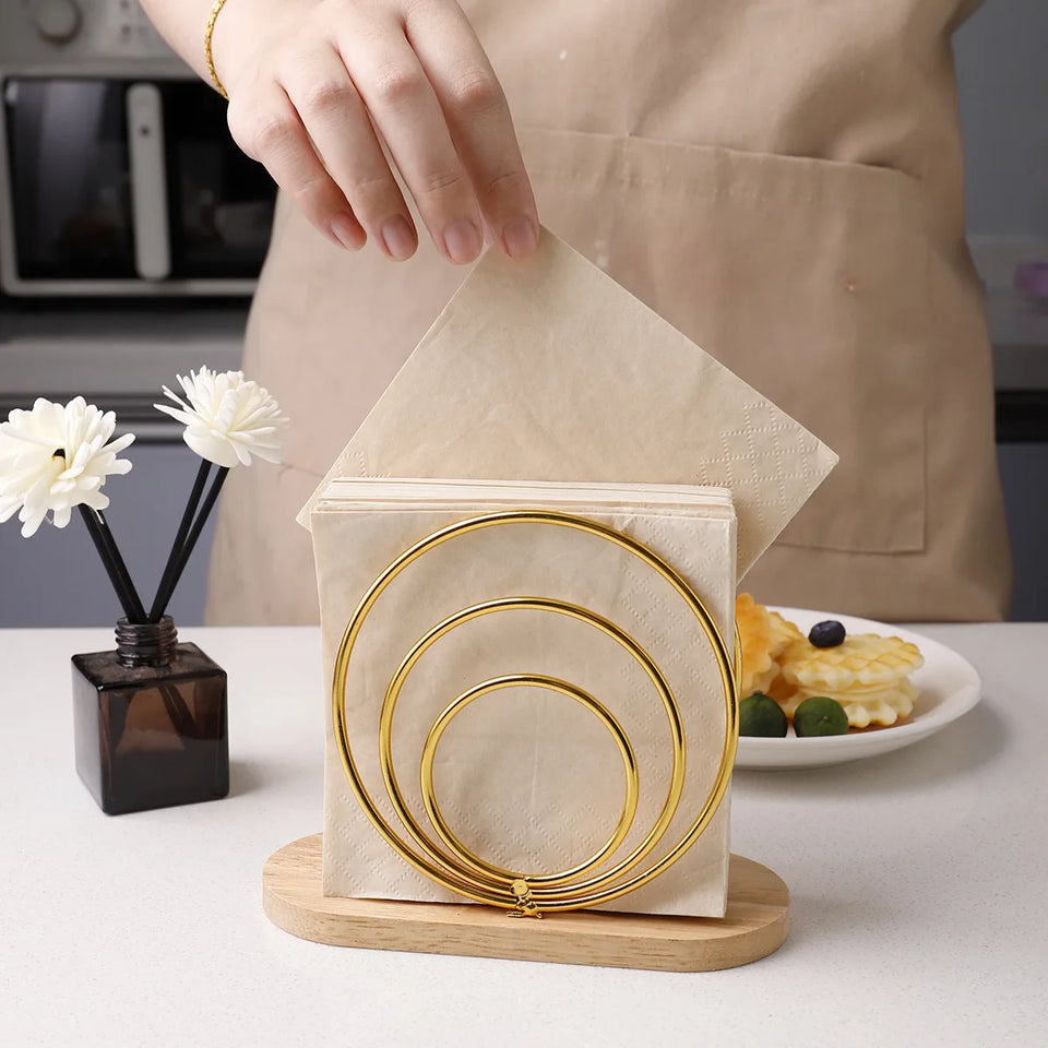 Wood Base Napkin Holder – Modern Countertop Organizer.