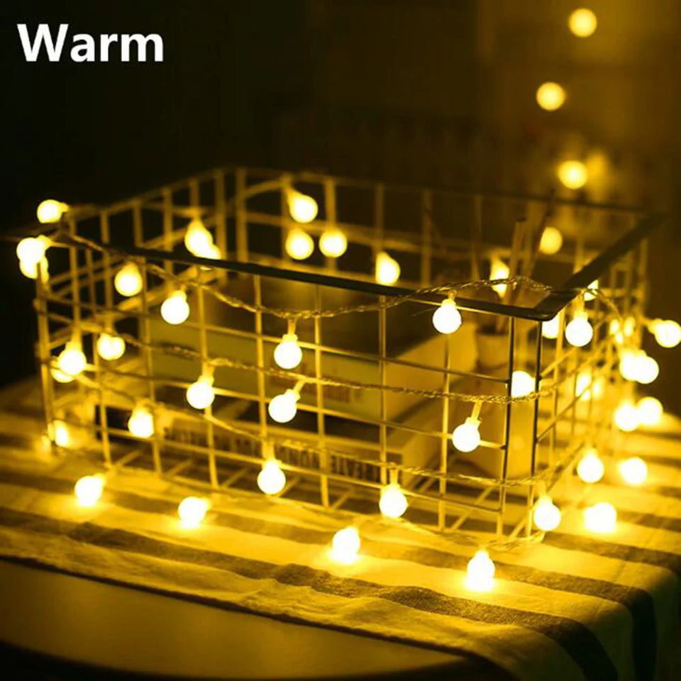 13M LED Ball String Lights – Outdoor Fairy Light Garland.