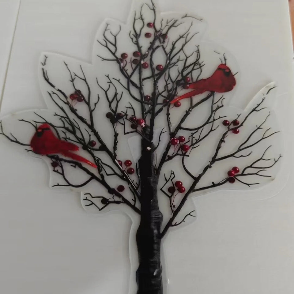 Festive Red Bird Acrylic Tabletop Decor – Flat Design