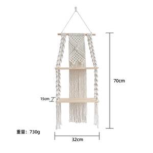 Boho Macrame Wall Hanging Shelf – Rustic Home Decor.