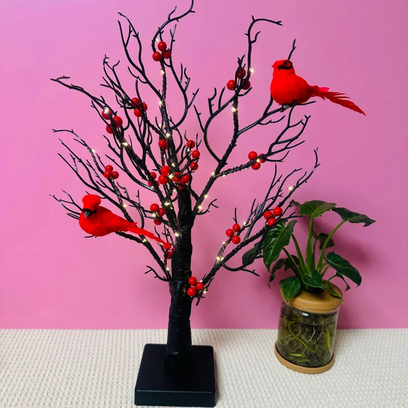 Festive Red Bird Acrylic Tabletop Decor – Flat Design