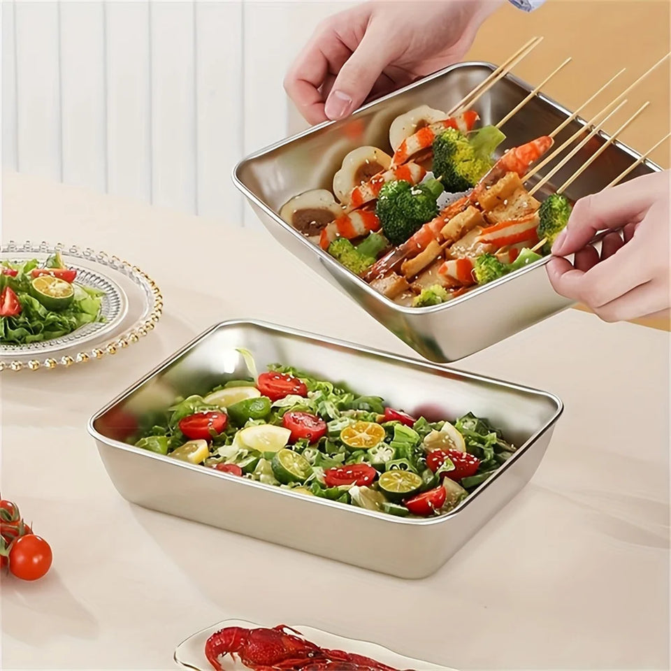 Stainless Steel Serving Tray Set for Home & Parties.