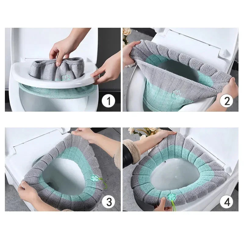 Cozy Knit Toilet Seat Cover – Soft, Warm & Washable.