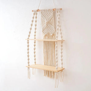 Boho Macrame Wall Hanging Shelf – Rustic Home Decor.