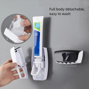 Wall-Mounted Toothbrush & Paste Dispenser Set.