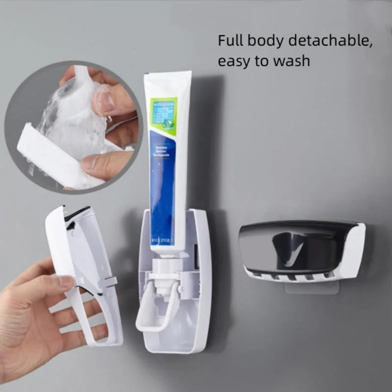 Wall-Mounted Toothbrush & Paste Dispenser Set.