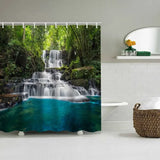 Waterfall Shower Curtain, Waterproof with 12 Hooks – Free Ship