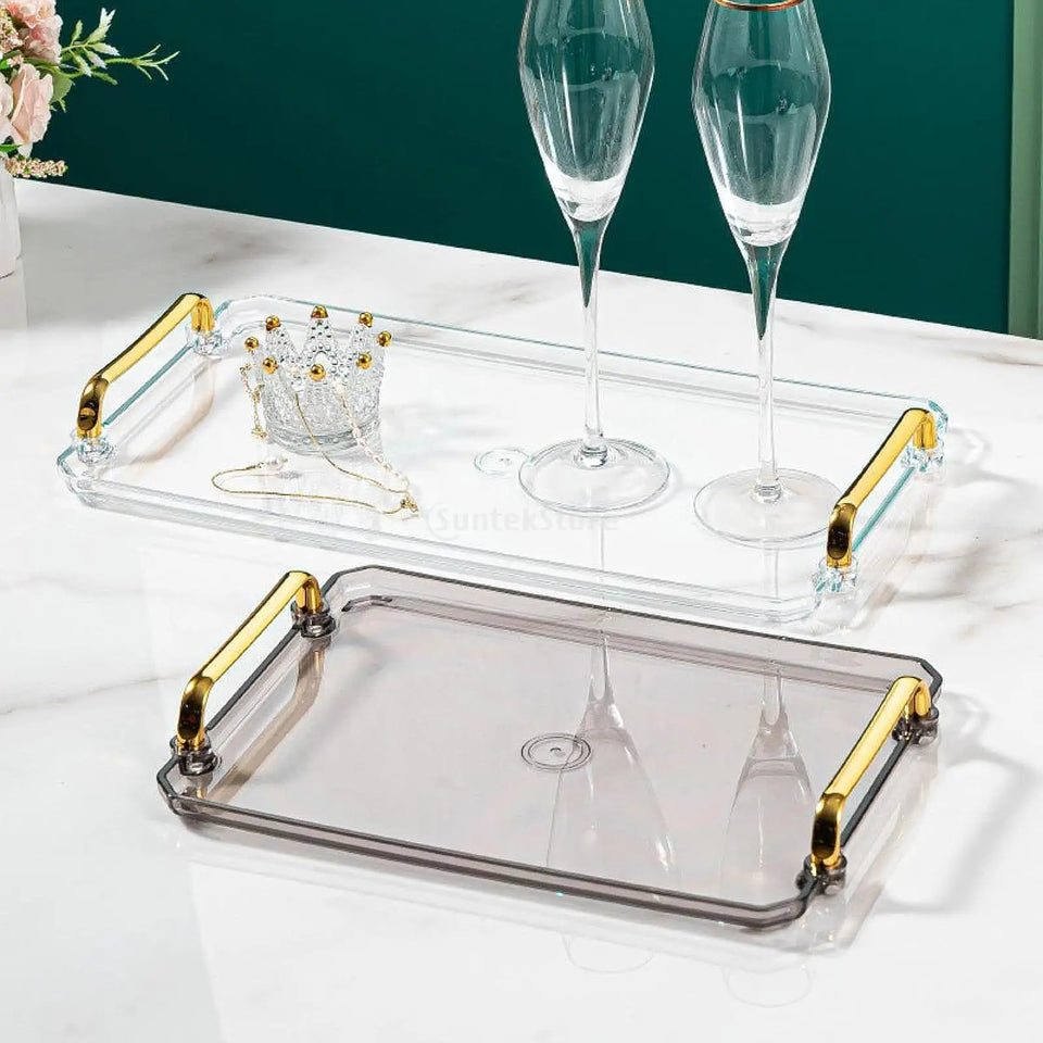 Elegant Rectangular Tray with Handles – Home Organizer.