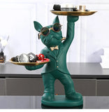 Bulldog Statue Table Decor with 2 Metal Trays – Home Accent.
