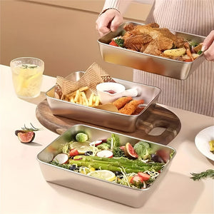 Stainless Steel Serving Tray Set for Home & Parties.