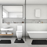 Black Memory Foam Bath Mat - Soft, Non-Slip, Machine Washable.