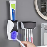 Wall-Mounted Toothbrush & Paste Dispenser Set.