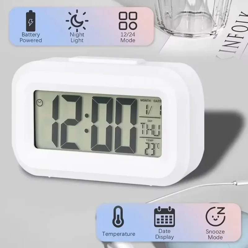 LED Digital Desk Clock with Alarm & Calendar Display