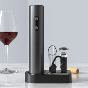 Electric Wine Opener Set with Pourer & Stopper Base.