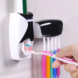 Wall-Mounted Toothbrush & Paste Dispenser Set.