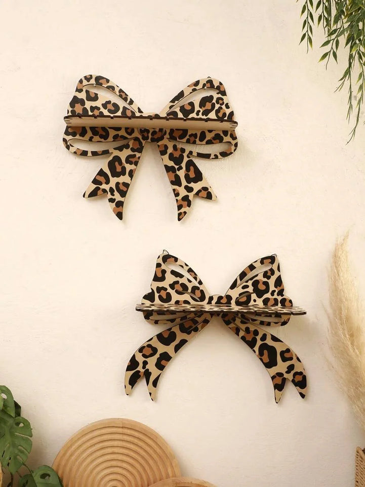 Leopard Bow Wall Shelf – Floating Display & Storage Rack