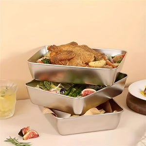 Stainless Steel Serving Tray Set for Home & Parties.