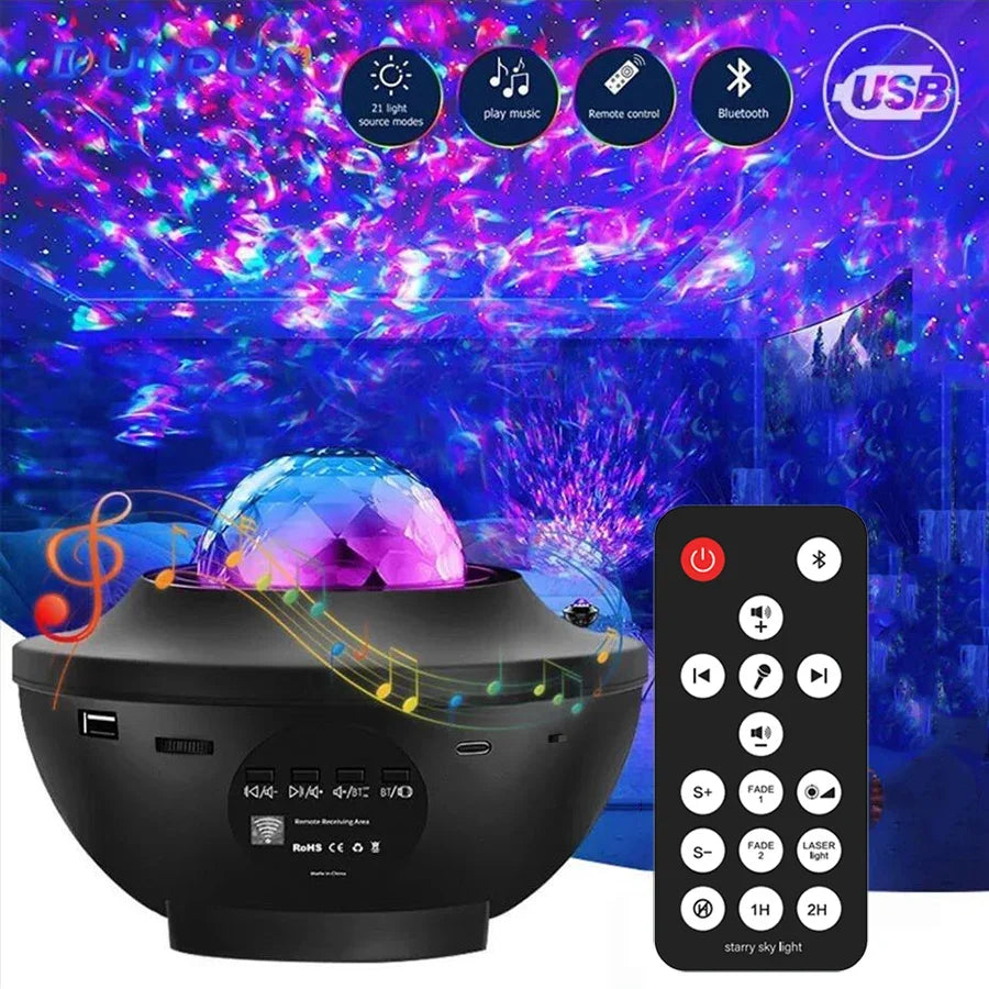 Starry Galaxy LED Projector Lamp with Bluetooth Music