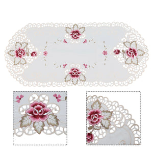 40x85cm Oval Vintage Lace Tablecloth - Elegant Floral Decor