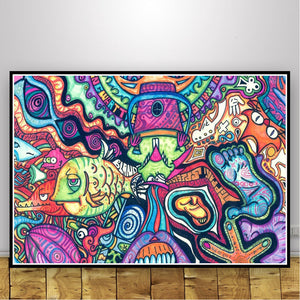 Abstract Black Light Painting Psychedelic Canvas