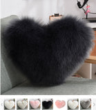 Heart-Shaped Fluffy Plush Throw Pillow Cover – White
