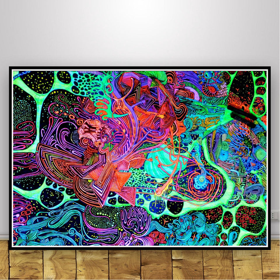 Abstract Black Light Painting Psychedelic Canvas