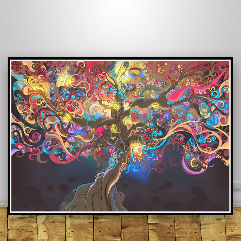 Abstract Black Light Painting Psychedelic Canvas